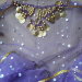Платок прозрачный с монетным украшением, большой фиолетовый 