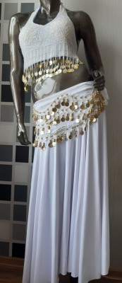 Восточный костюм - топ, юбка, пояс (белый), на рост 140-180 см