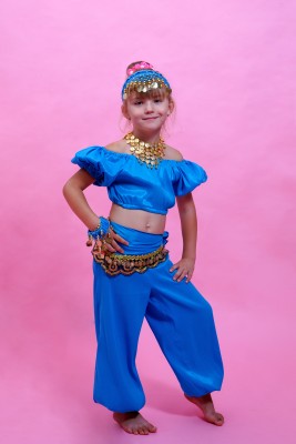 Костюм для восточных танцев детский, цвет "голубая волна"