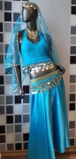 Восточный костюм - топ, юбка, пояс (голубой), на рост 140-180 см